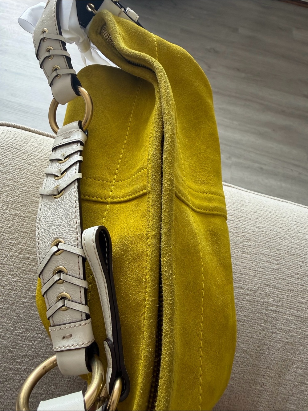 Vintage Y2K Coach Yellow Suede Soho Hobo Bag ☀️ - Picture 8 of 9